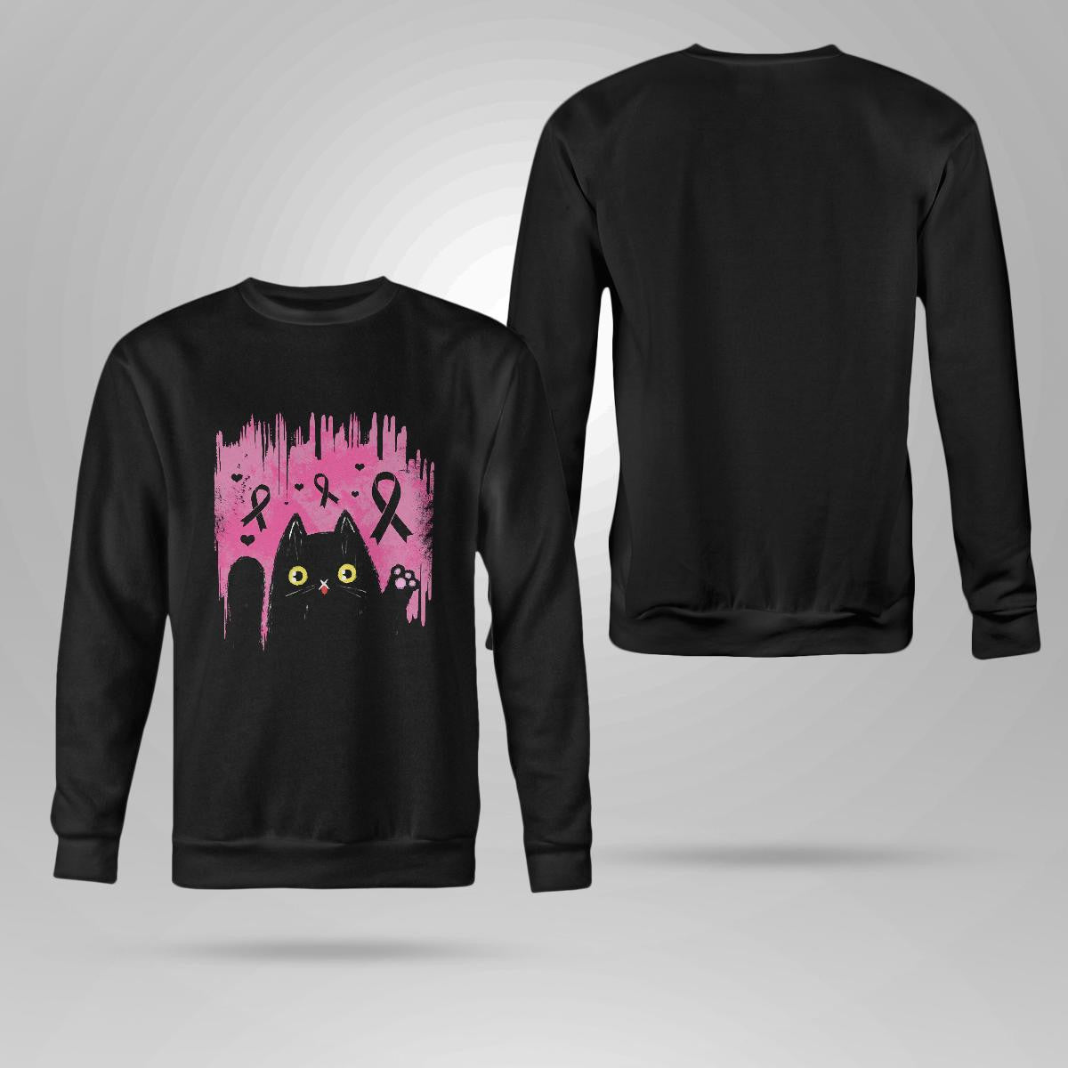 Black Cat Gift For Breast Cancer Warriorr