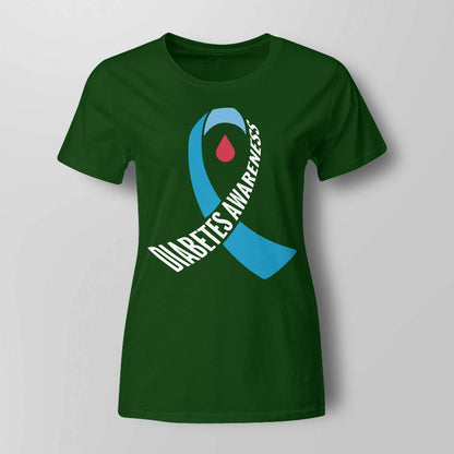 Diabetes Awareness Month Blue Love Ribbon Support T1D T2D Dab2345