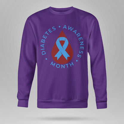 Diabetes Awareness Month Diabetic Blue Love Ribbon T1D T2D Dab2345