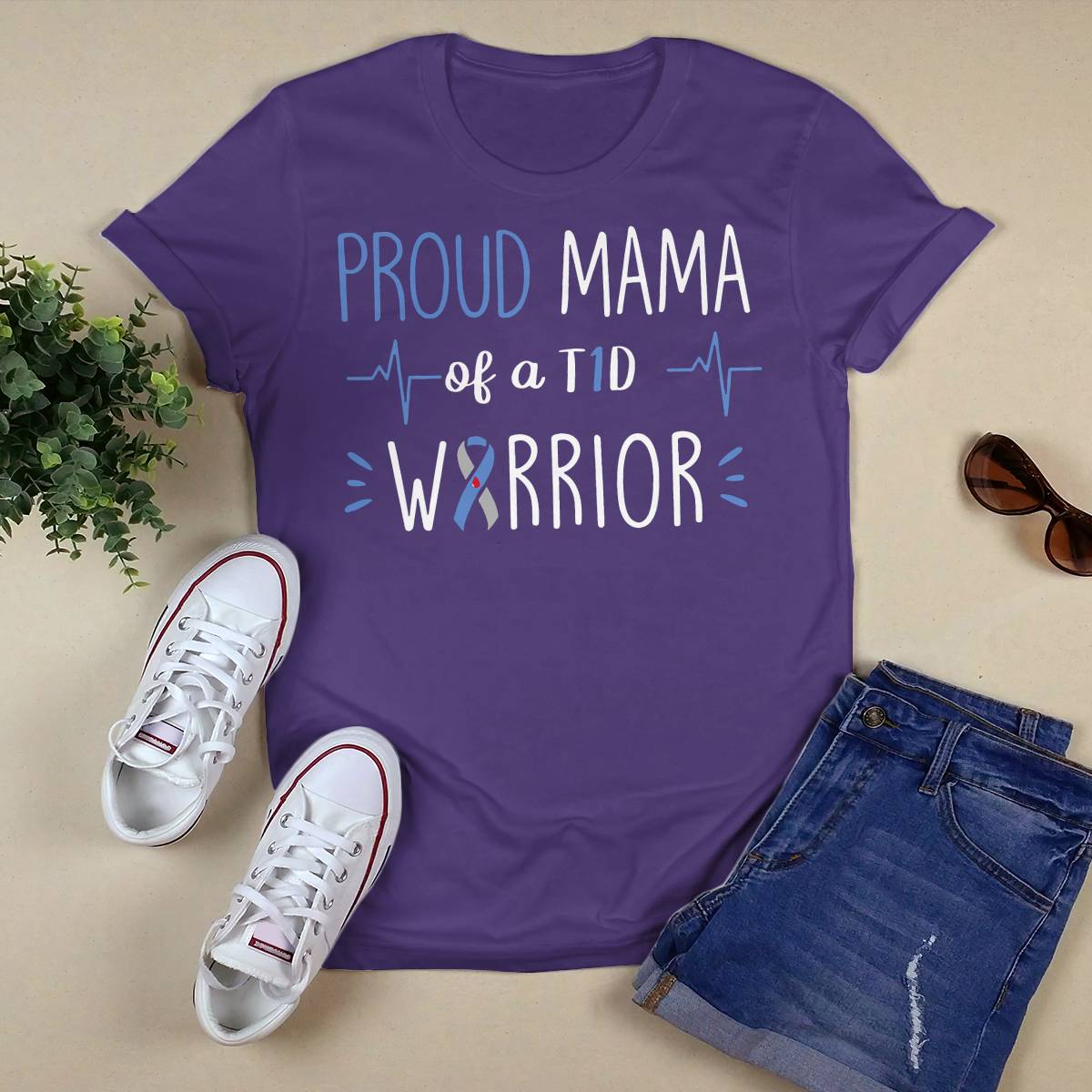T1D Proud Mama Diabetes Awareness Blue Ribbon Month Gift Dab2345