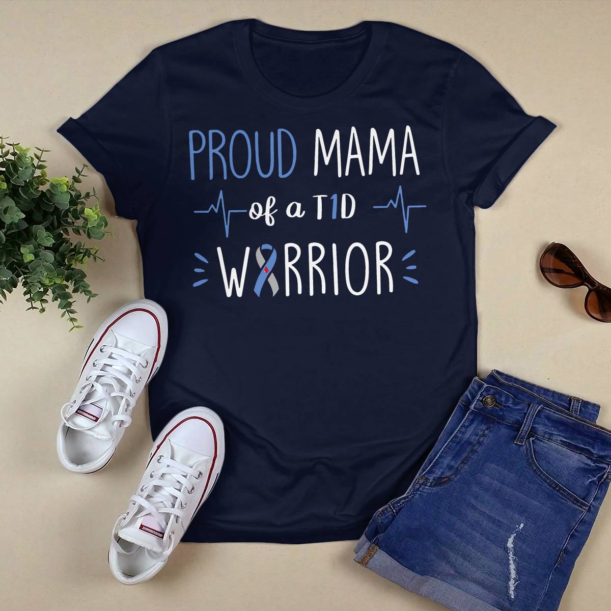 T1D Proud Mama Diabetes Awareness Blue Ribbon Month Gift Dab2345