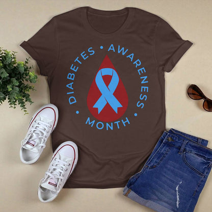 Diabetes Awareness Month Diabetic Blue Love Ribbon T1D T2D Dab2345