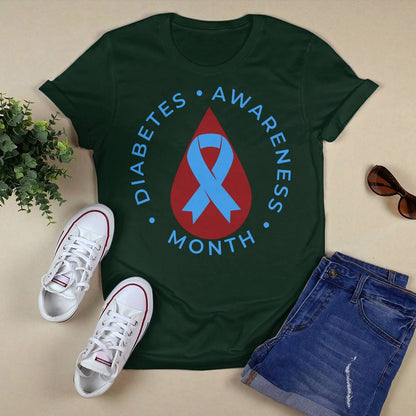 Diabetes Awareness Month Diabetic Blue Love Ribbon T1D T2D Dab2345