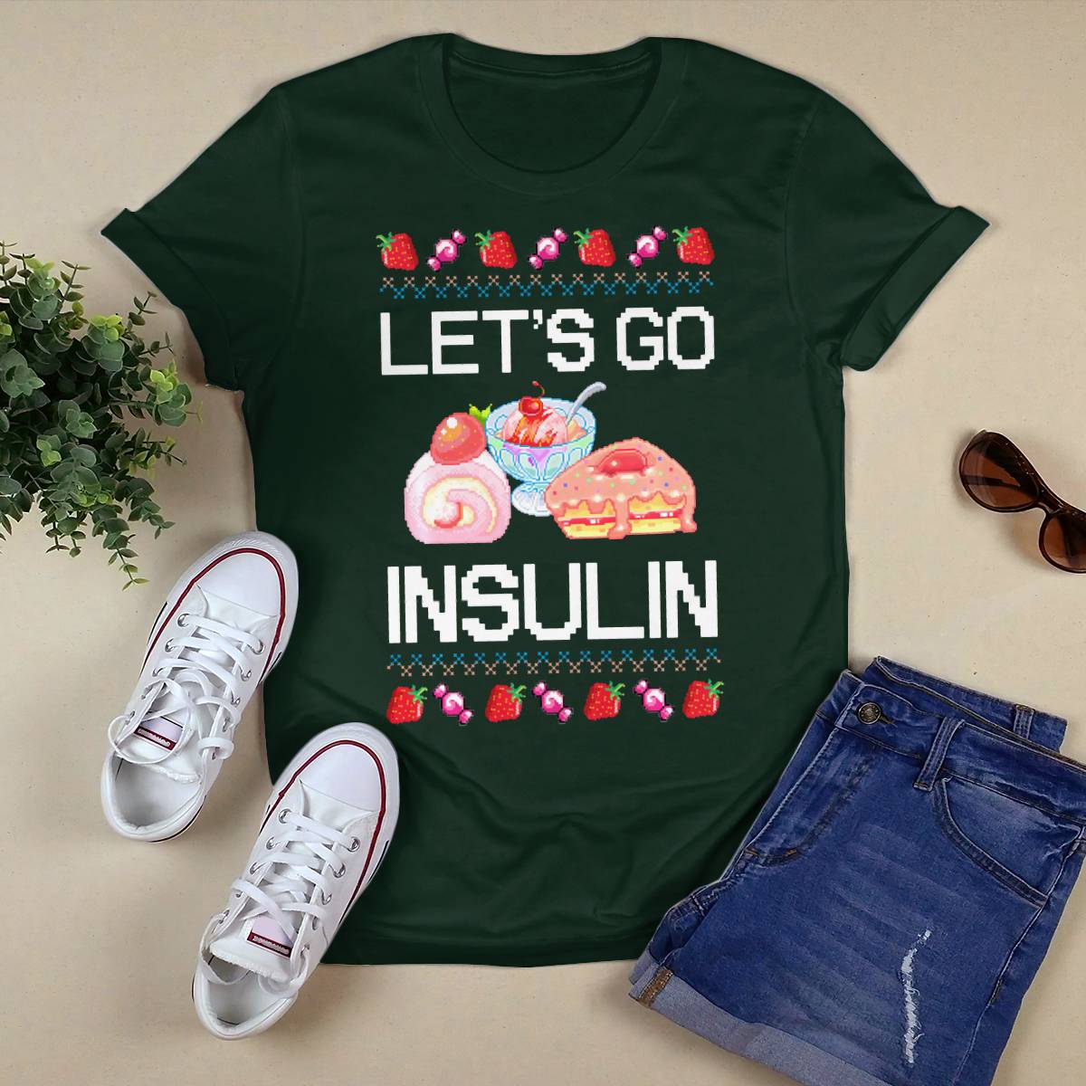Diabetes Awareness Let's Go Insulin Ugly Christmas Dab2345