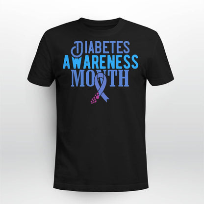 Diabetes Awareness Month Blue Love Ribbon Support T1D T2D Dab2345