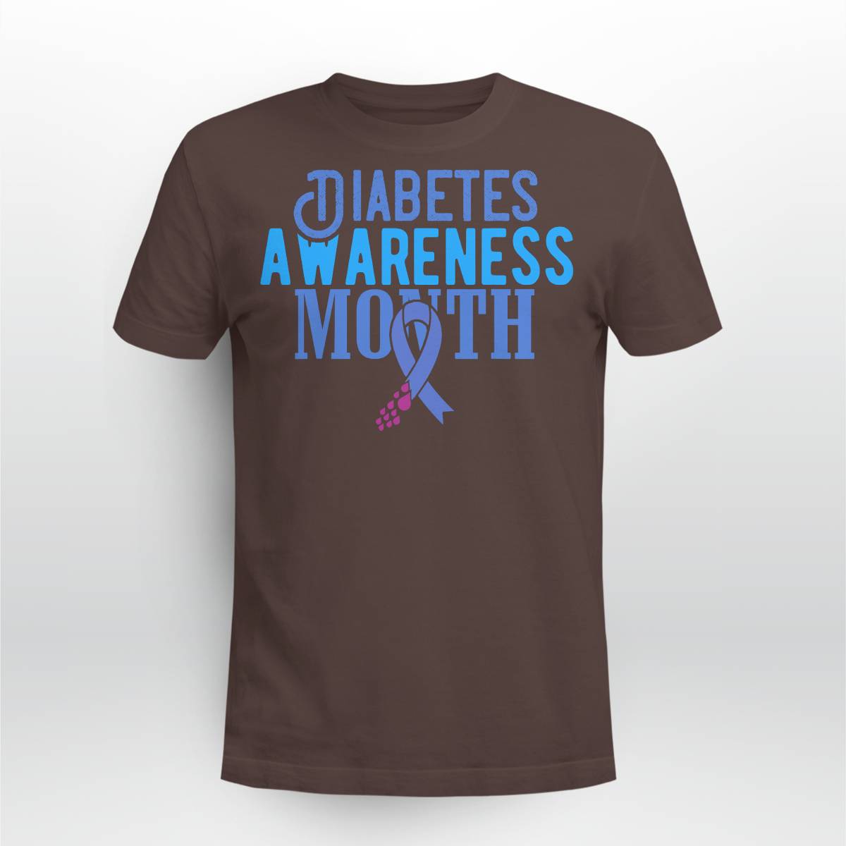 Diabetes Awareness Month Blue Love Ribbon Support T1D T2D Dab2345
