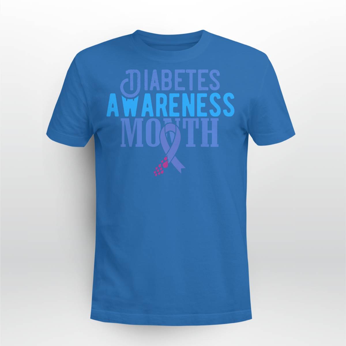 Diabetes Awareness Month Blue Love Ribbon Support T1D T2D Dab2345