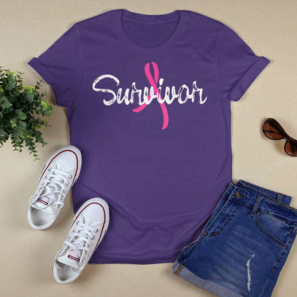 Womens Breast Cancer Awareness Survivor Pink Ribbon Gift V-Neck Brc2344
