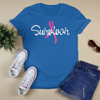 Womens Breast Cancer Awareness Survivor Pink Ribbon Gift V-Neck Brc2344