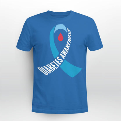 Diabetes Awareness Month Blue Love Ribbon Support T1D T2D Dab2345
