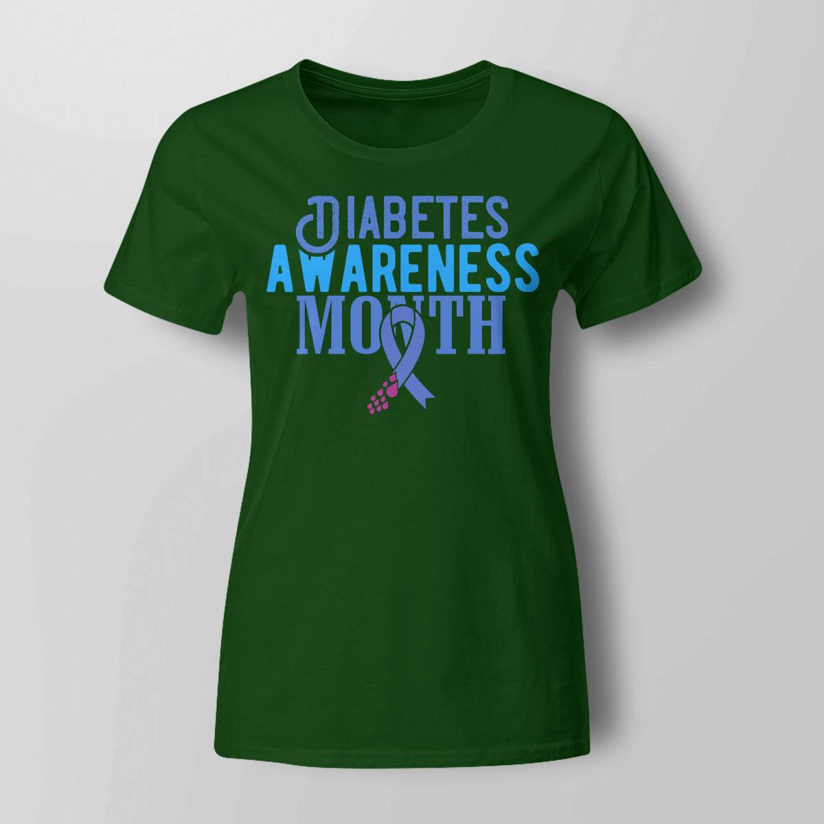 Diabetes Awareness Month Blue Love Ribbon Support T1D T2D Dab2345
