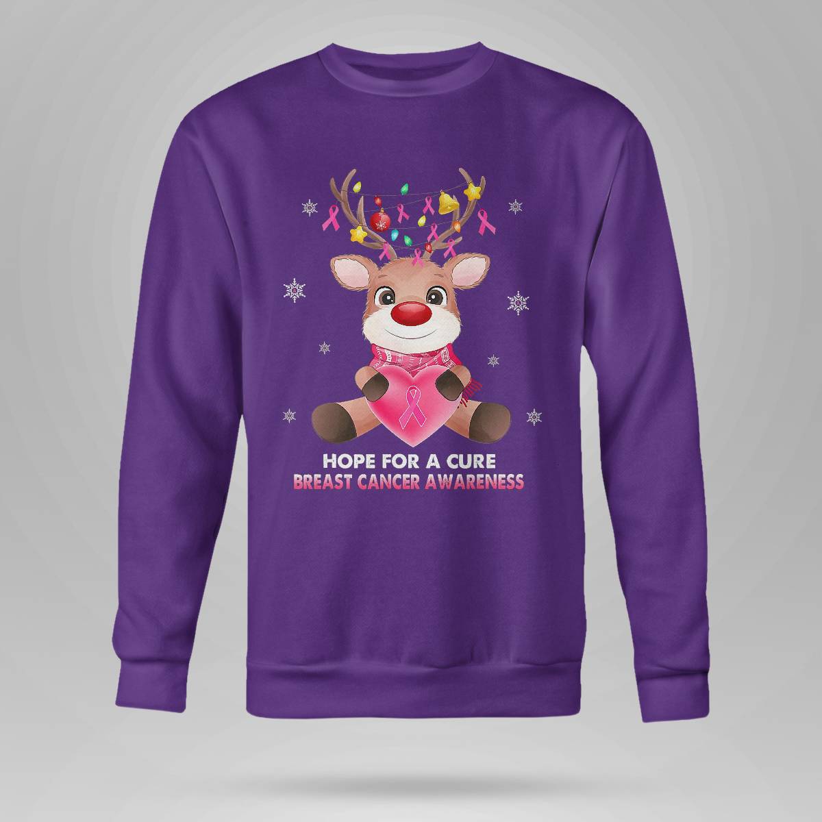Breast Cancer Christmas Reindeer Pink Ribbon Xmas Brc2345